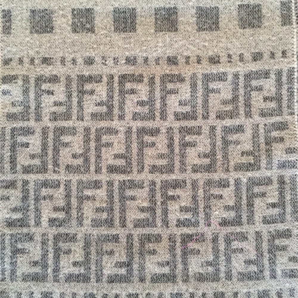 Vintage fringed reversible Fendi logo scarf